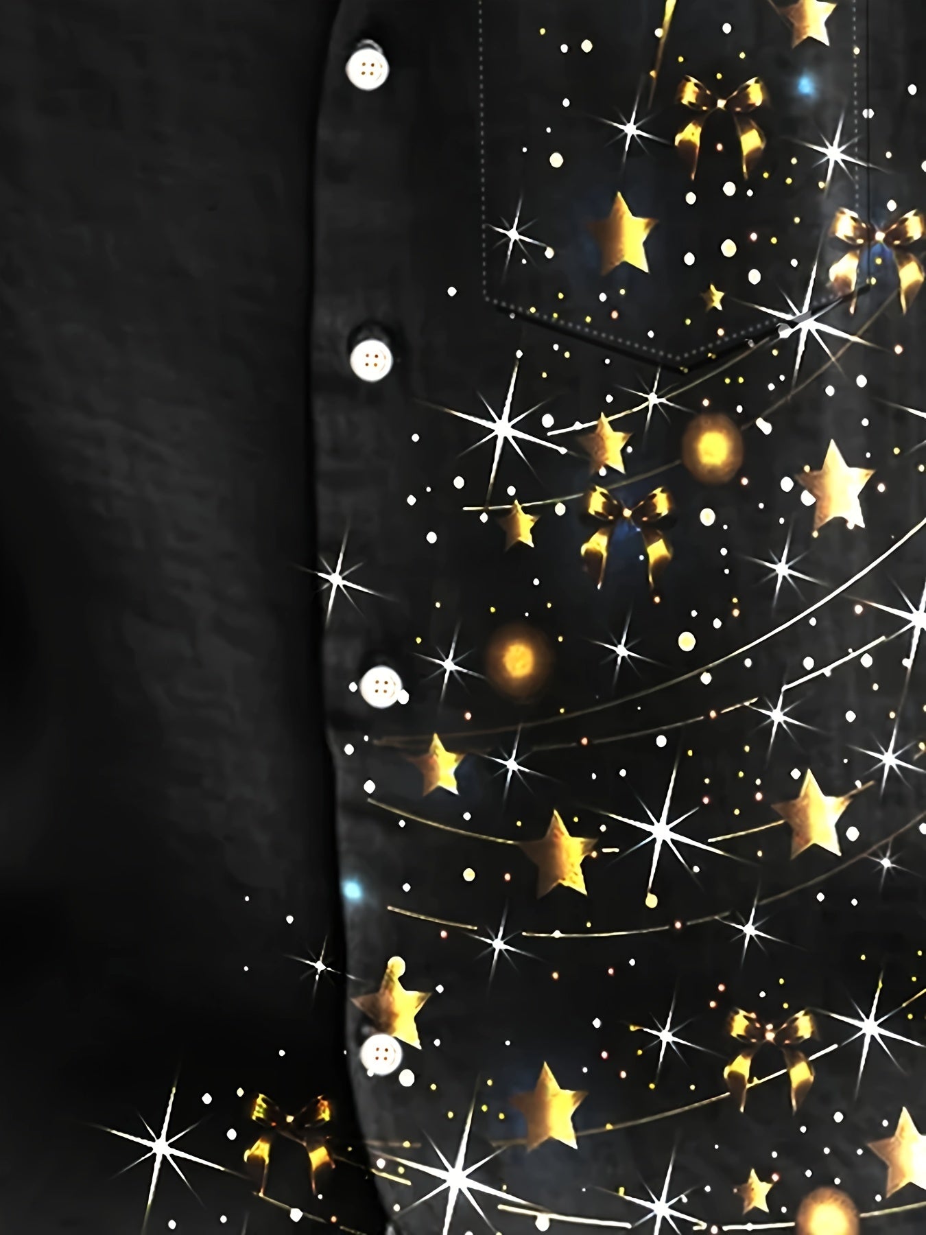 Heren Kerst Overhemd – Feestelijk Shirt met Glitter Boomprint