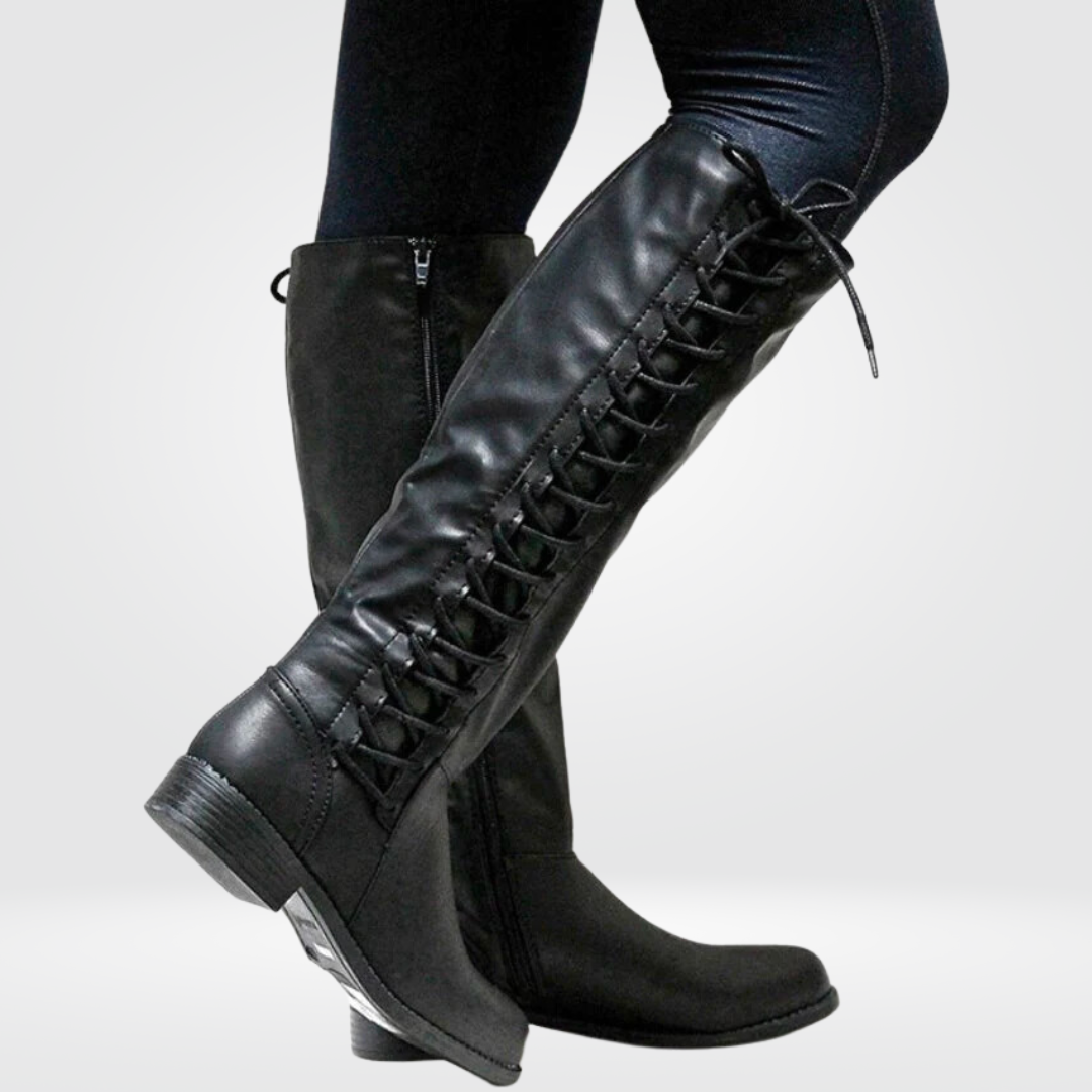 Dames Hoge Veterschoenen – Modieuze Lange Boots met Comfort Fit