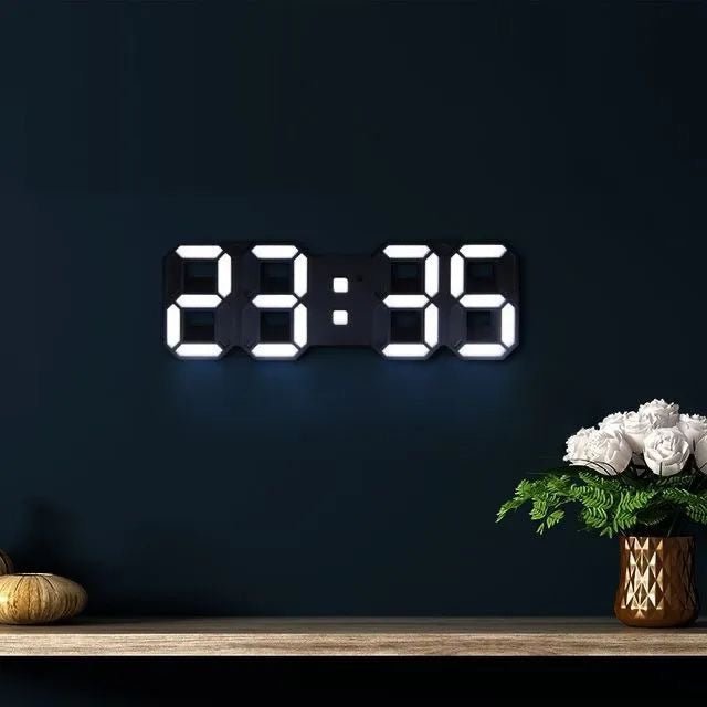 Moderne LED Digitale Wandklok – Dimbare 3D Tijd Display