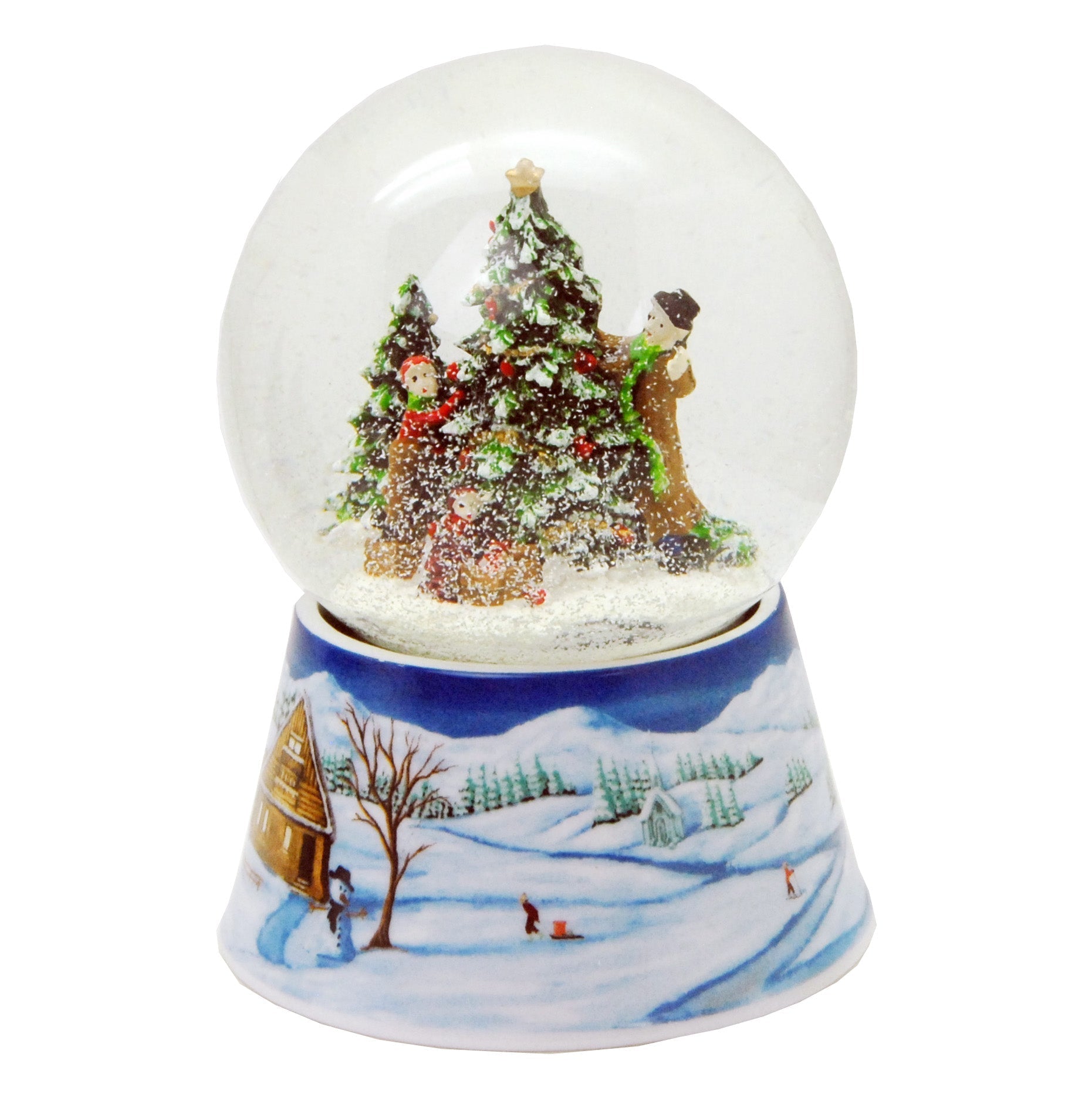 Nostalgische sneeuwbol met kerstboom en muziekdoos 14 cm hoog-mezamstore.nl