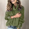 Lange dames coltrui pullover met knoopjes op de mouwen