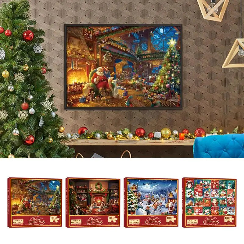 Kerst Puzzel Adventskalender – 1008-Delige Winterdorp Editie