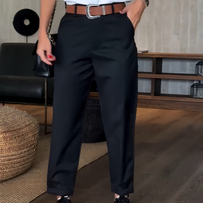 Dames High Waist Pantalon met Rechte Pijpen & Blazerstijl