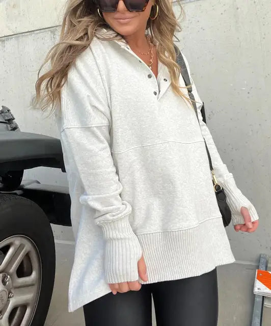 Moderne losse winterjacke met praktische zakken-mezamstore.nl