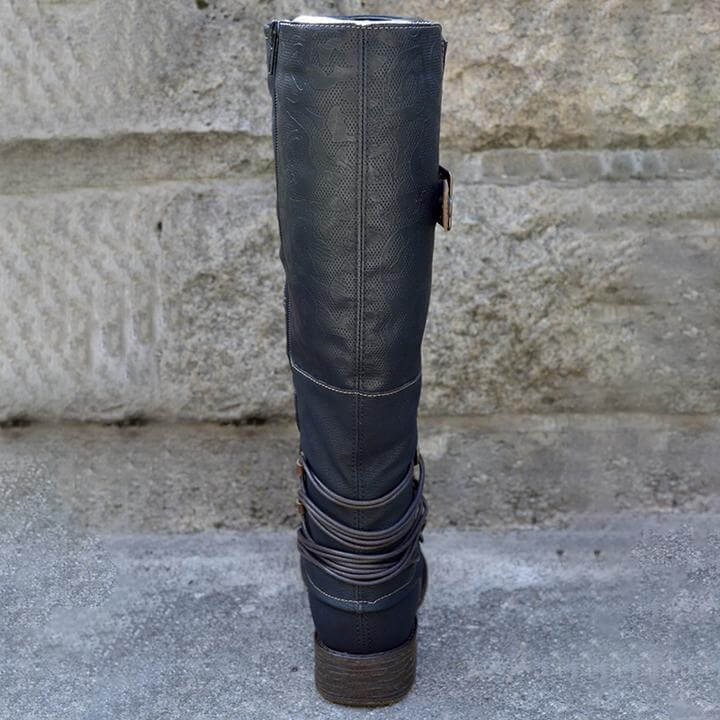 Dames Vintage Leren Enkellaarsjes met Rits-mezamstore.nl