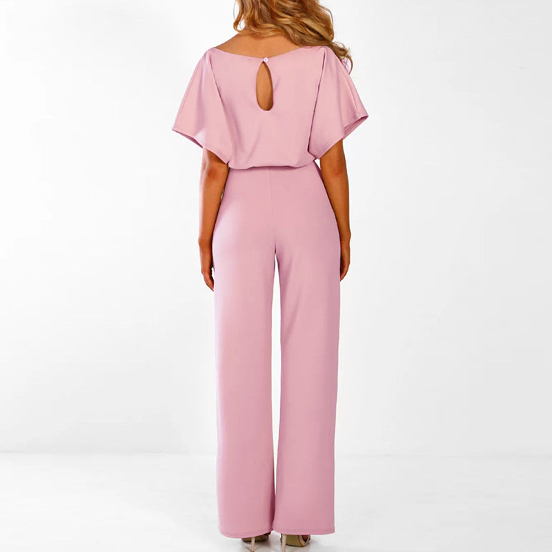 Dames Elegante Jumpsuit – Wijde Pijpen & Ceintuur Taille