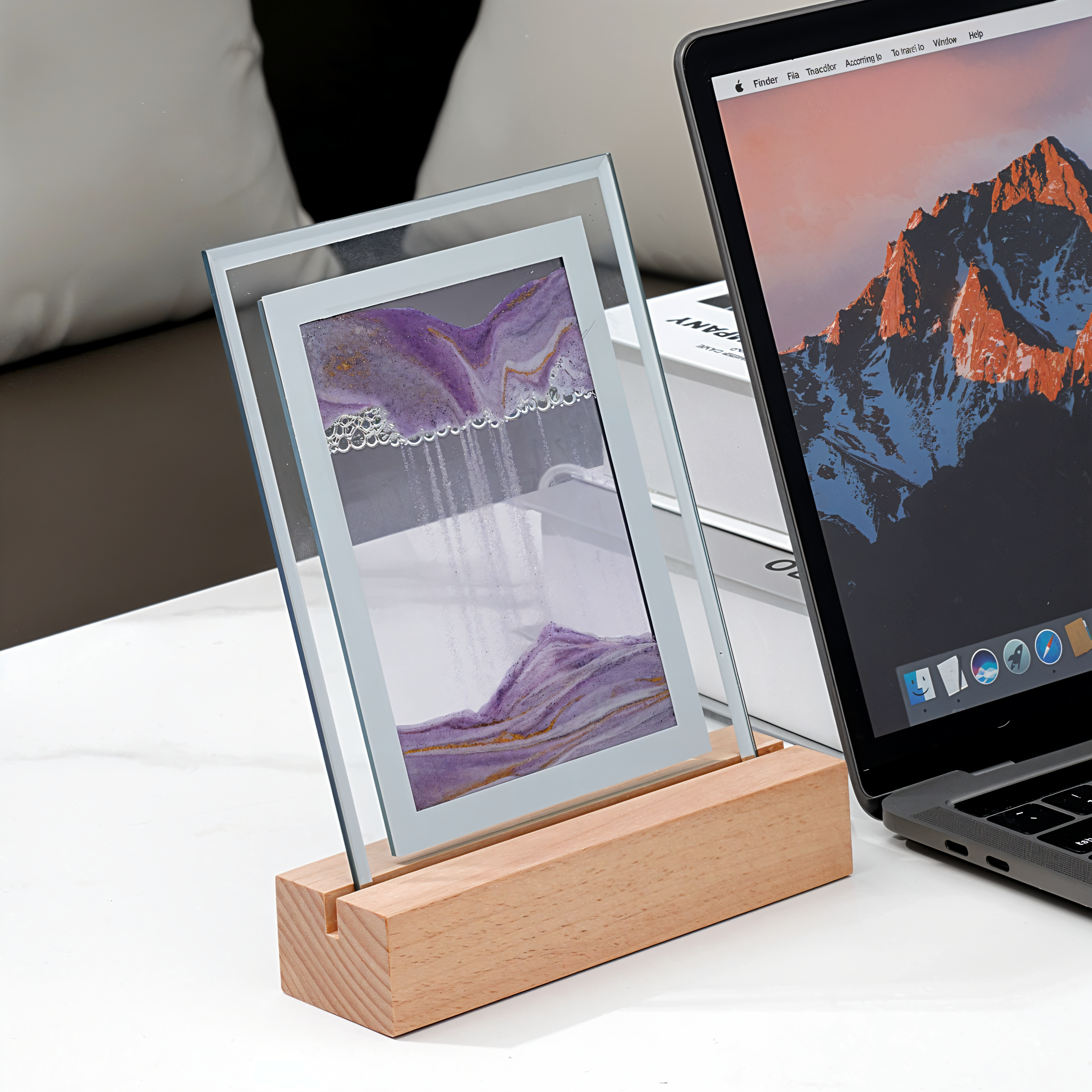 LED Zandkunst Frame – Bewegend Zandschilderij met Houten Basis