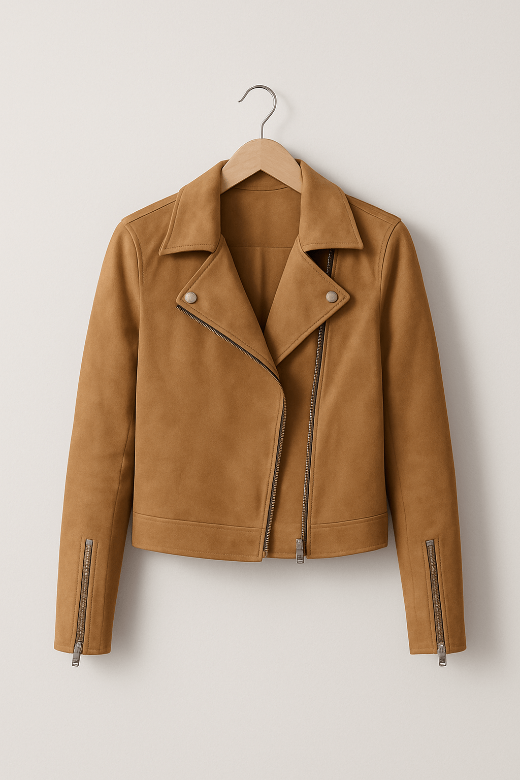 Dames Bikerjack – Stijlvolle Jas van Imitatie Suède in Wildlederlook