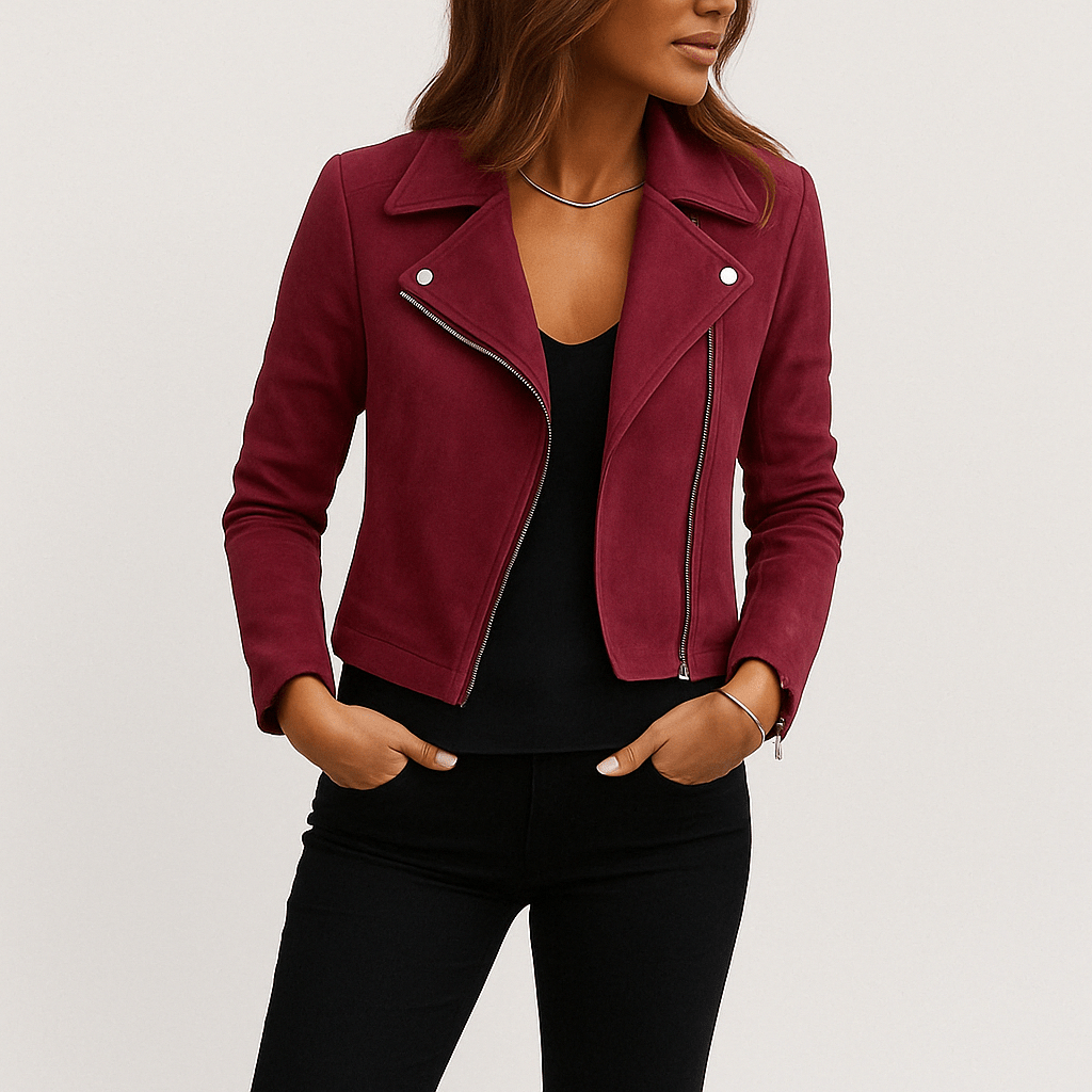 Dames Bikerjack – Stijlvolle Jas van Imitatie Suède in Wildlederlook