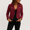 Dames Bikerjack – Stijlvolle Jas van Imitatie Suède in Wildlederlook