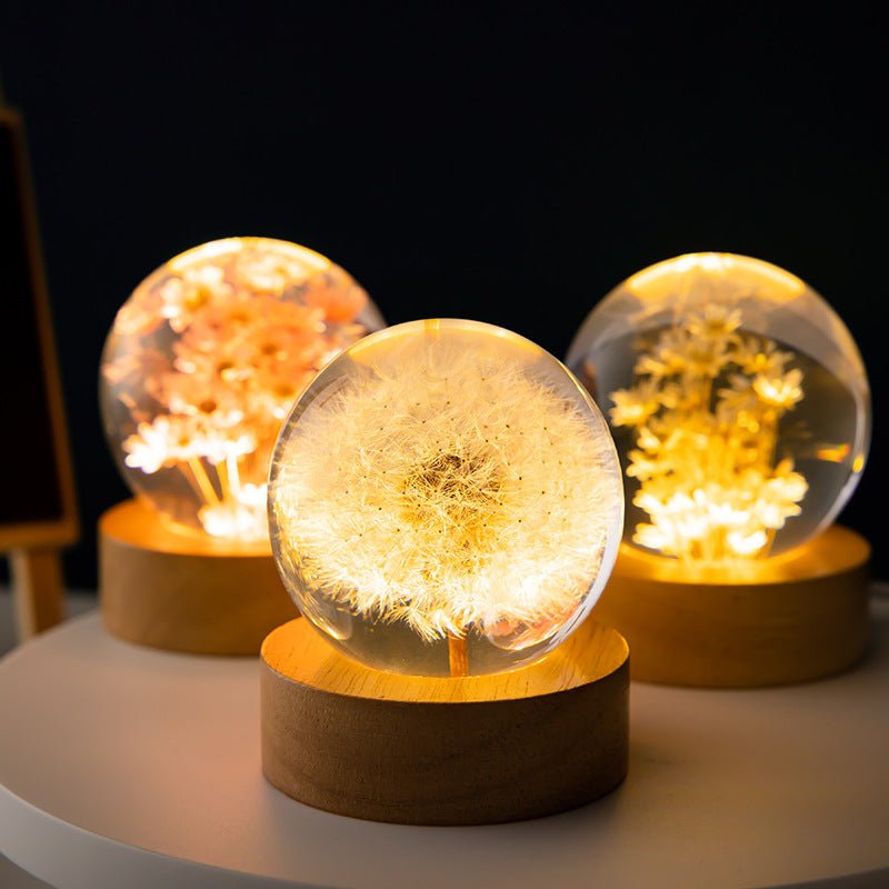 3D Kristallen Bloemenlamp met USB en Hars Design