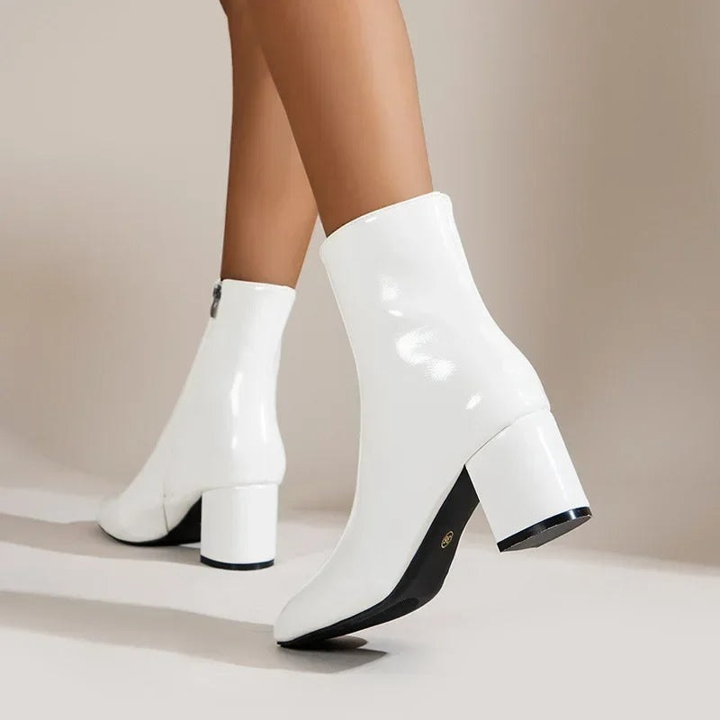 Dames Enkellaarsjes met Blokhak – Elegante Hoge Fashion Boots