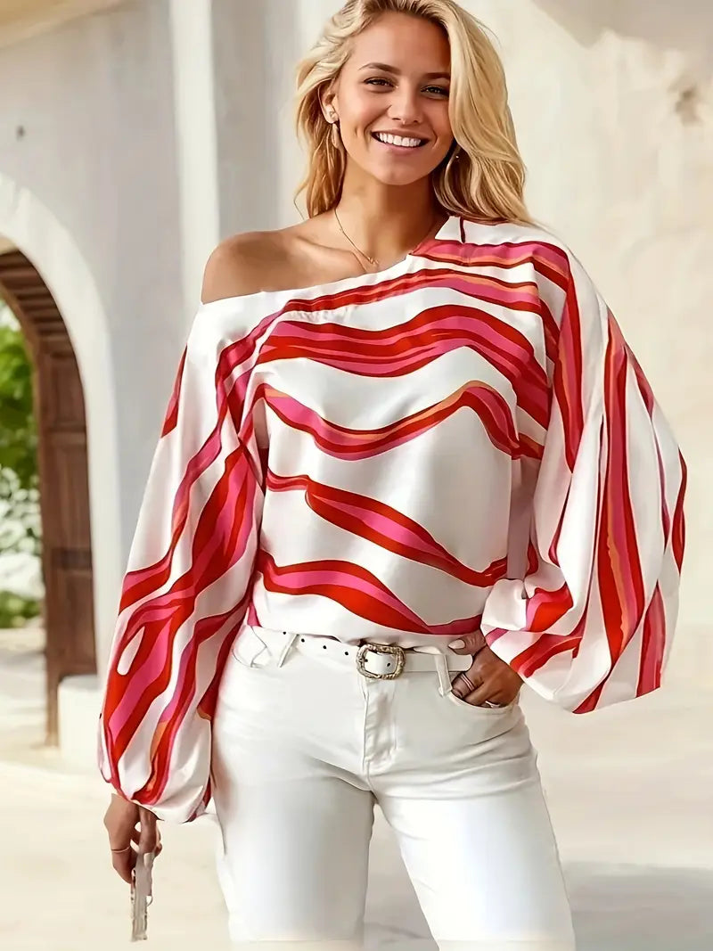 Asymmetrische Blouse met Eén Schouder – Luxe & Trendy Design