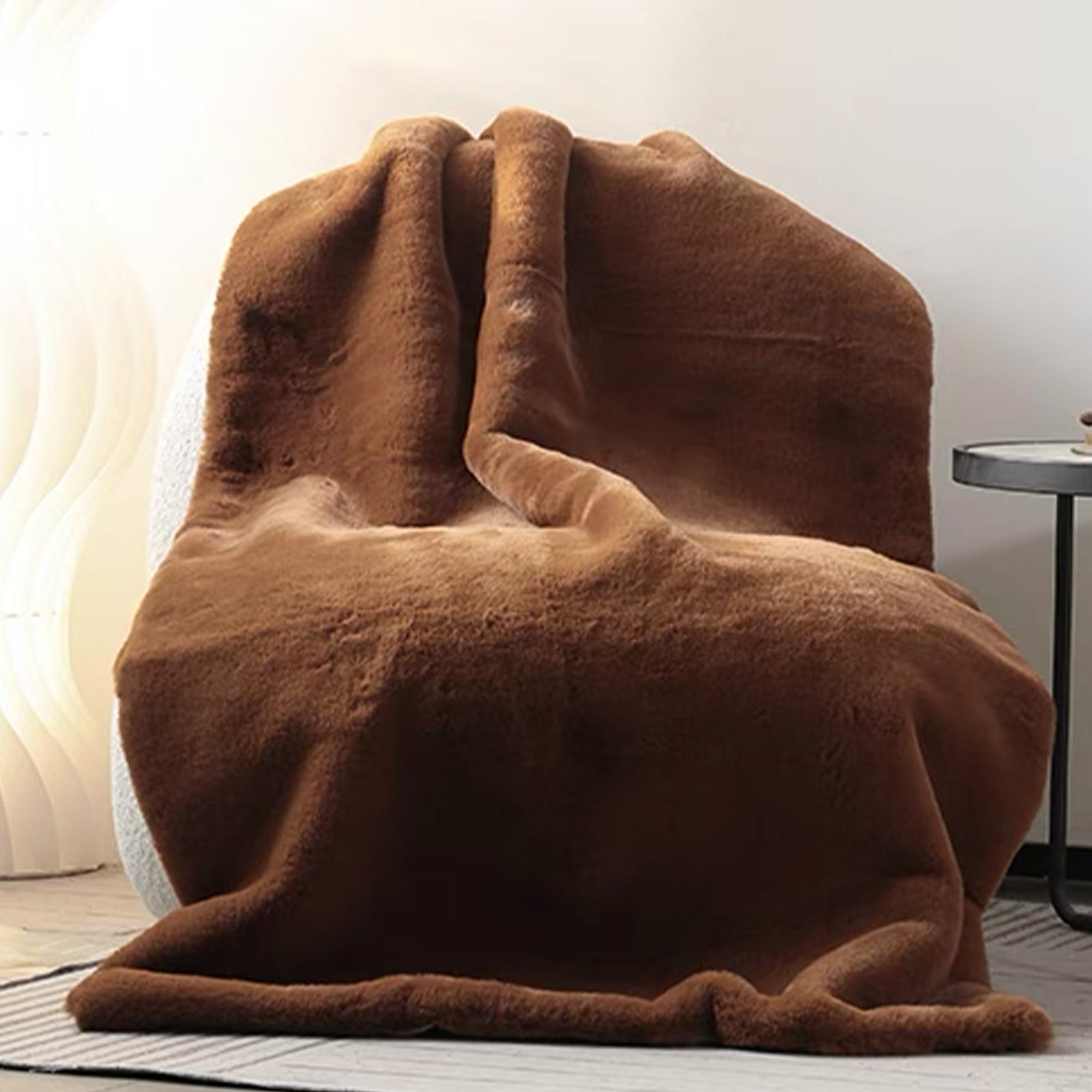 Zachte fleece plaid – Warme en stijlvolle deken in bruin