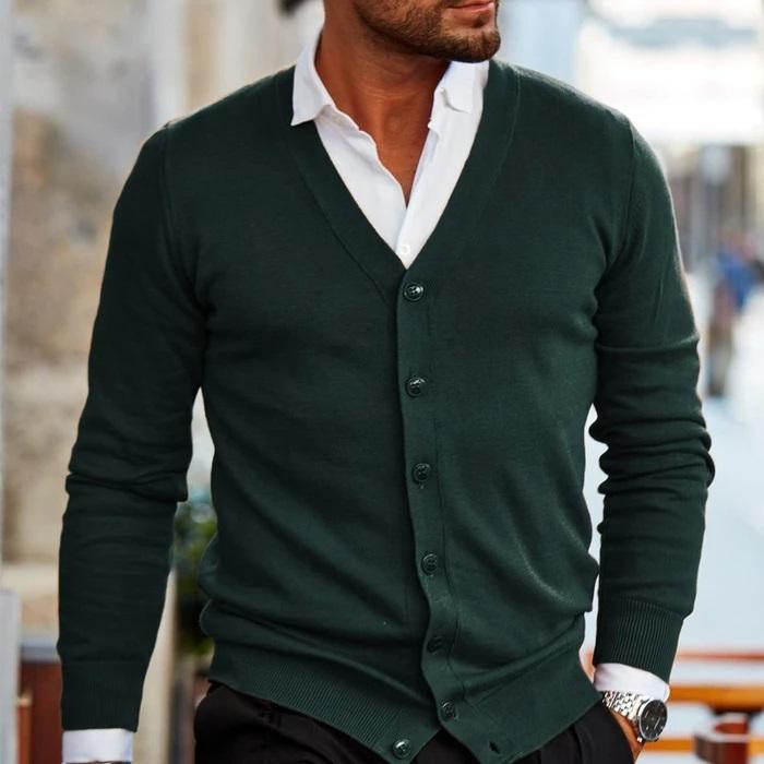 Heren Cardigan met V-Hals en Knopen - Stijlvol en Comfortabel