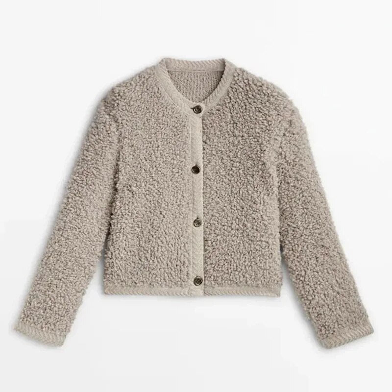 Dames Teddy Jas van Warme Sherpa Fleece met Knopen – Zacht en Comfortabel