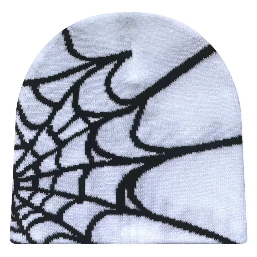Unisex Spinnenweb Beanie – Streetstyle Gebreide Muts met Patroon