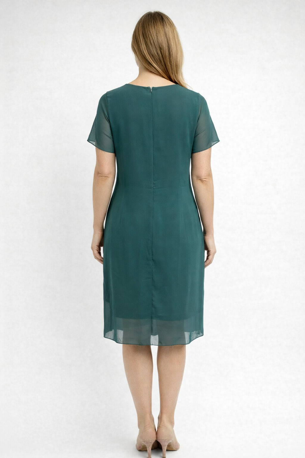 Midi Jurk Dames Transparante Lagen Ronde Hals Korte Mouwen