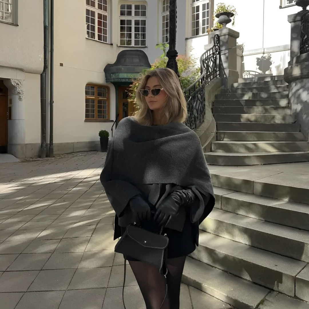 Stijlvolle Zachte Dames Cape Jas voor Elegantie