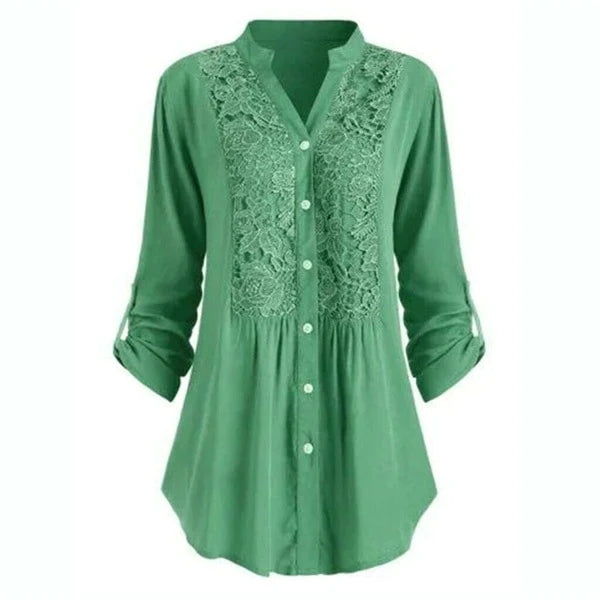 Lange damesblouse met pofmouwen - Chique en veelzijdig