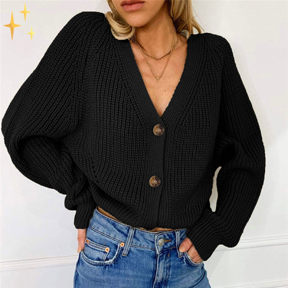 Oversized Strickcardigan met V-Ausschnitt en Knoppen voor Stijl en Comfort-mezamstore.nl