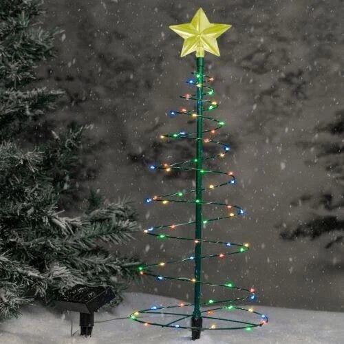 LED Spiral Christmas Tree with Star – Outdoor Holiday Light Decoration
