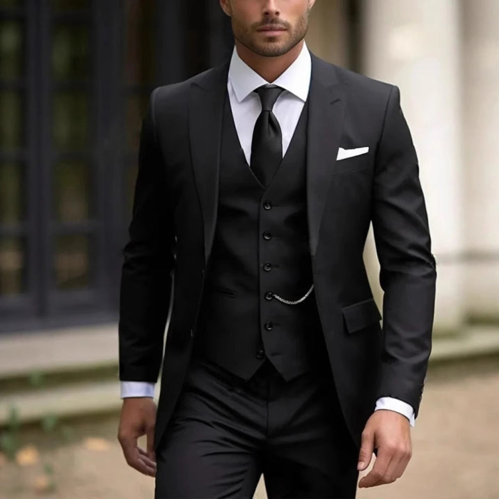 Heren 3-delig Slim Fit Pak – Klassiek Bruiloftspak met Gilet