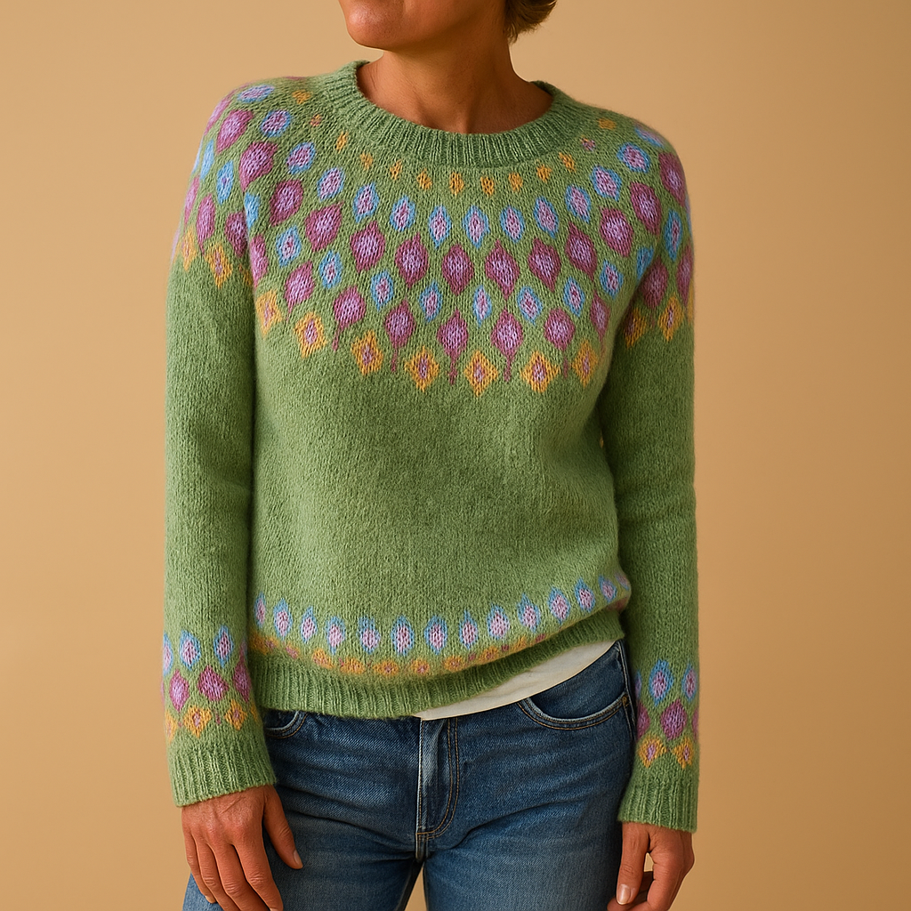 Wollen Damestrui met Trendy Print en Klassieke Pasvorm