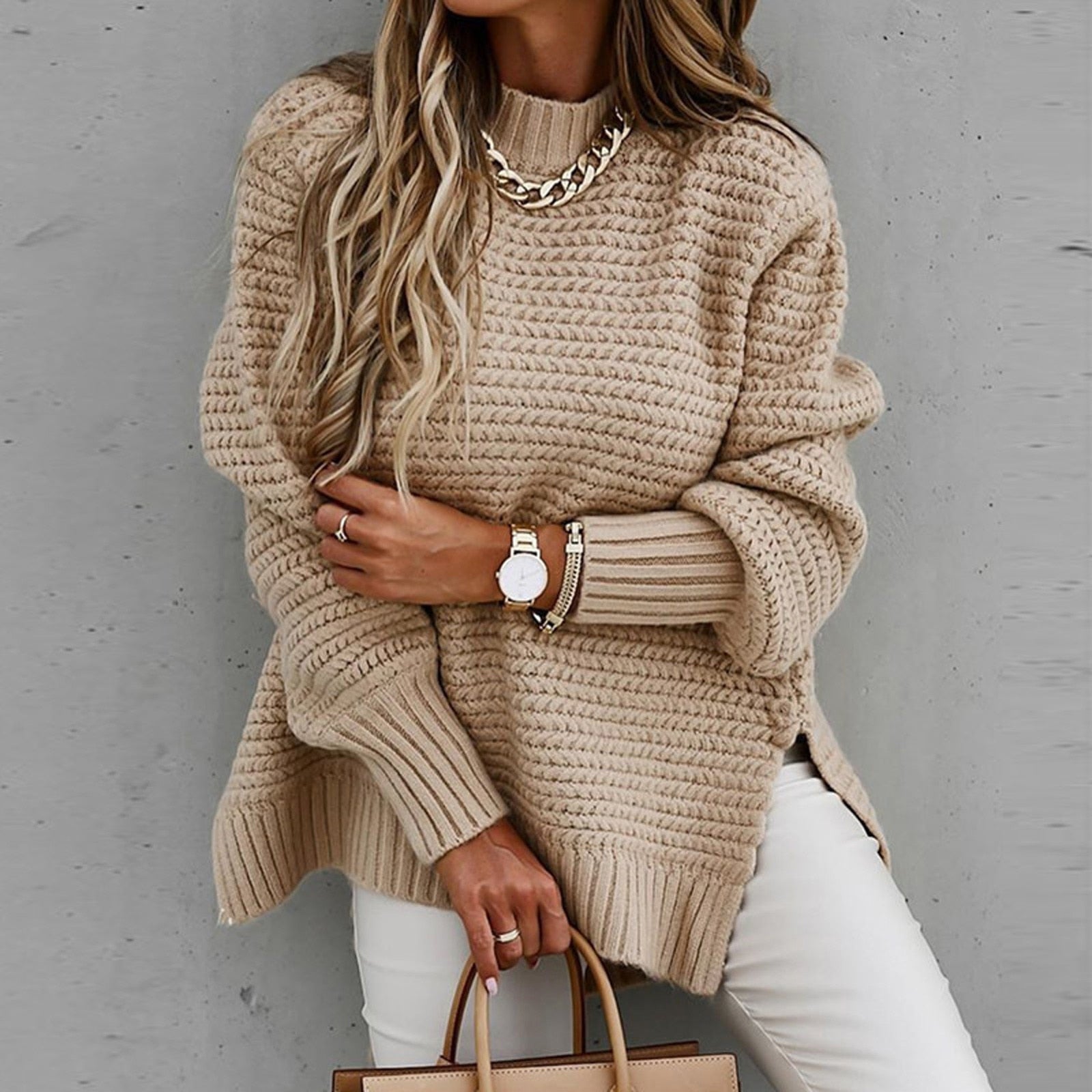 Gebreide oversized dames coltrui - zacht en warm
