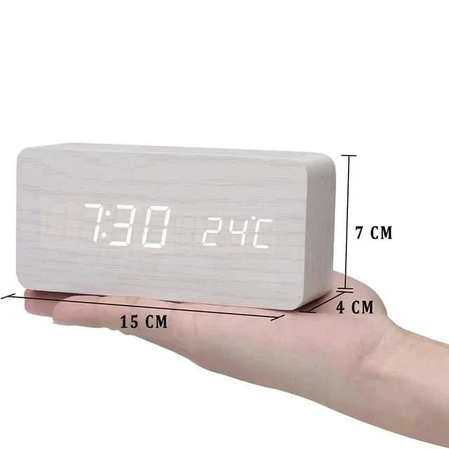 Digitale Houten LED Wekker – Modern Design met Temperatuurweergave