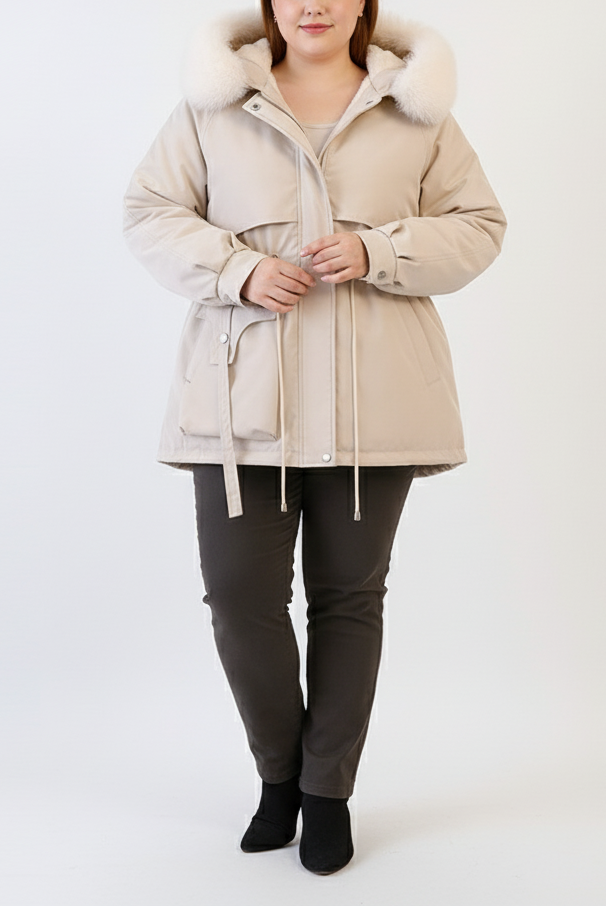 Dames winterjas met imitatiebontkraag – Warm & elegant design