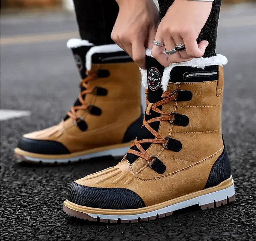 Winterse waterdichte herenlaarzen met grip en warmte-mezamstore.nl