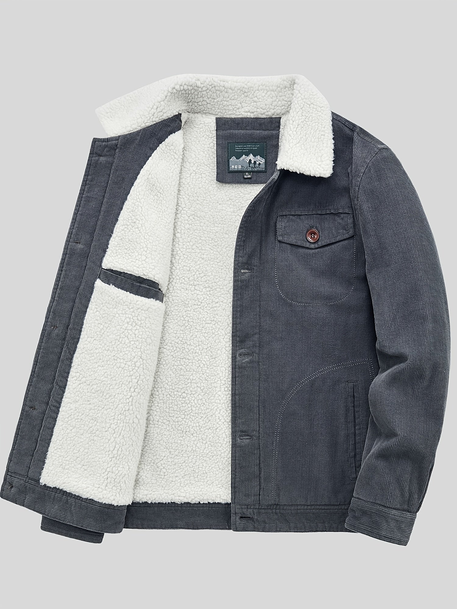 Heren Sherpa Binnenjas – Warme Casual Winterjas met Kraag