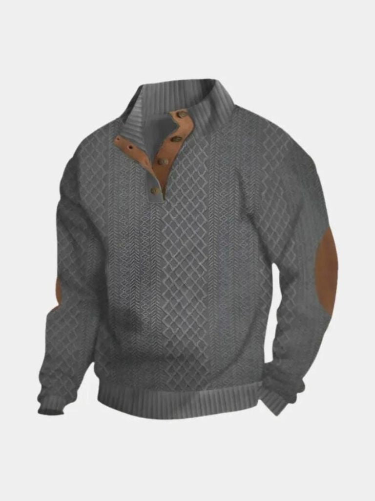 Heren Trui met Knoopsluiting & Klassiek Patroon