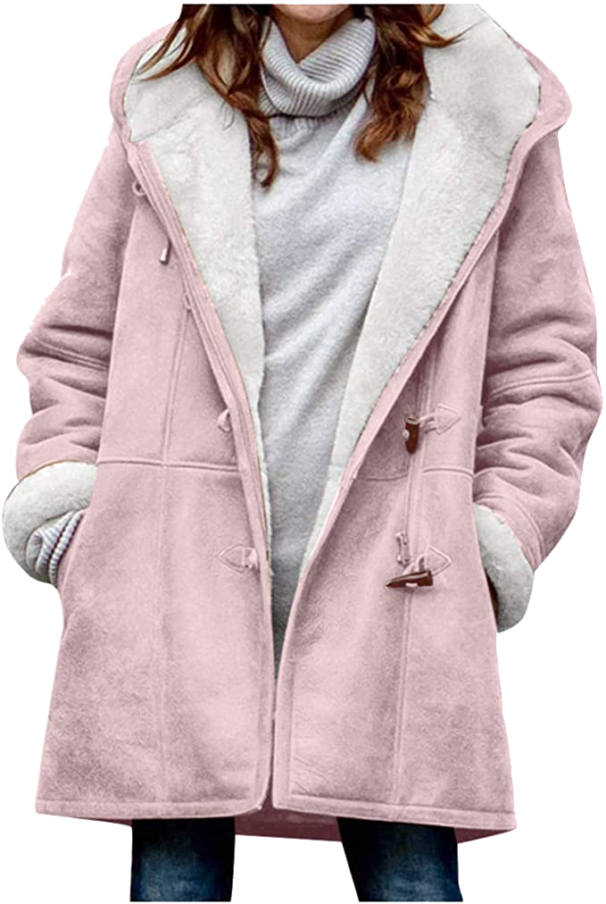 Dames winterjas – Warme sherpa jas met capuchon en toggle-sluiting
