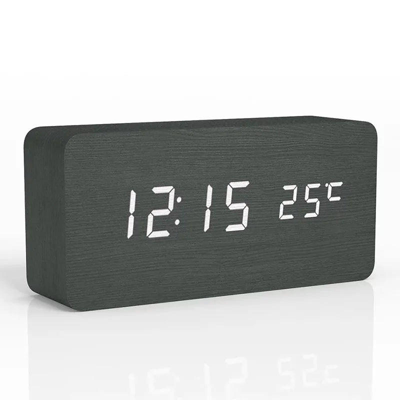 Digitale Houten LED Klok – Tijd, Datum & Temperatuur Weergave