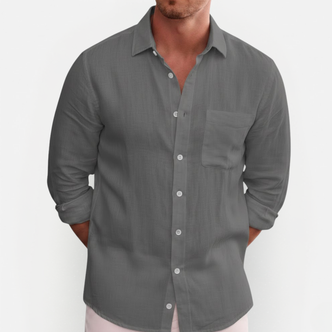 Heren Overhemd Lange Mouw – Linnen Look & Comfort Fit