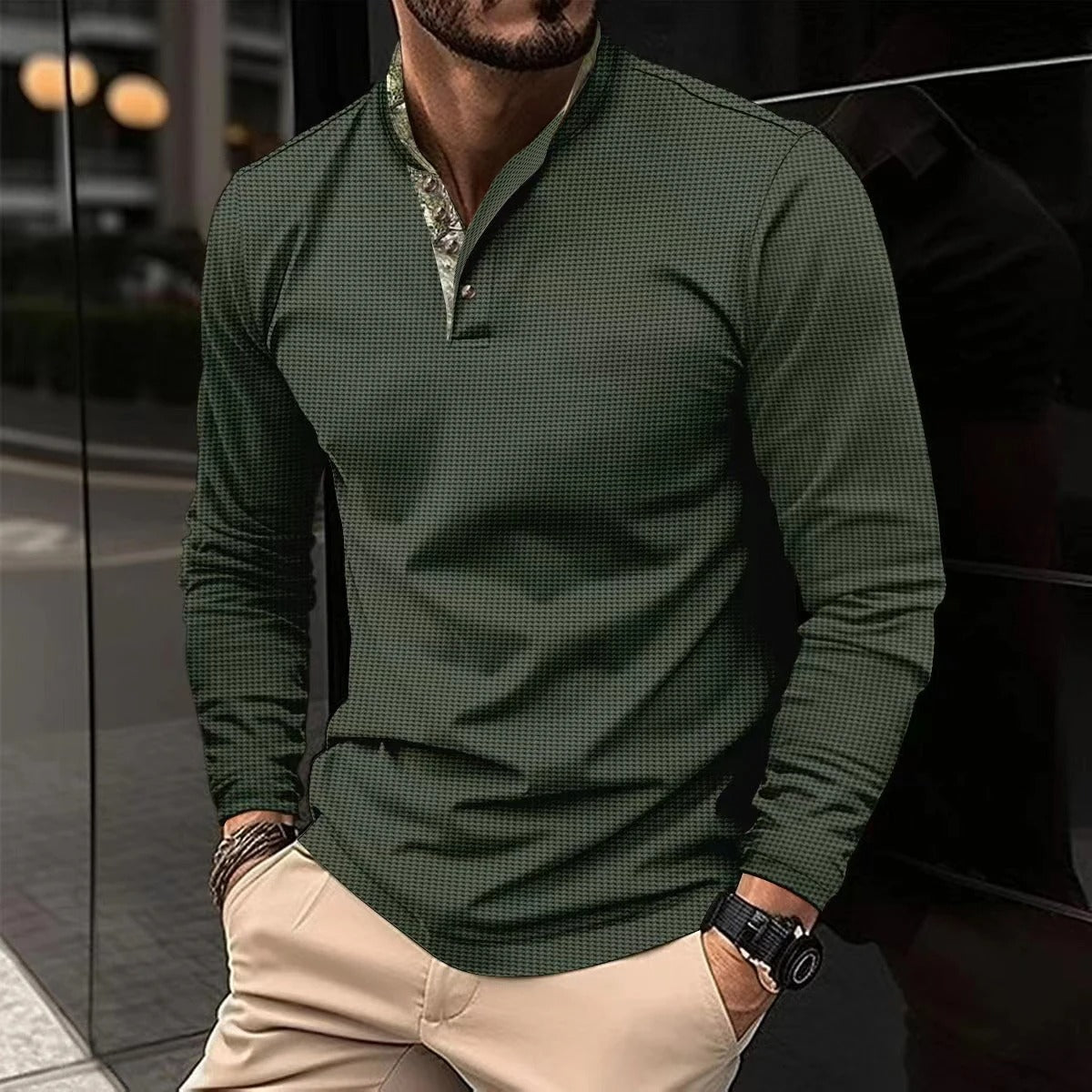 Stijlvolle longsleeve polo met gekleurde details voor heren
