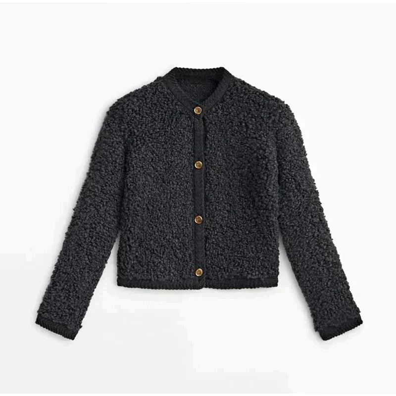 Dames Teddy Jas van Warme Sherpa Fleece met Knopen – Zacht en Comfortabel