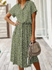 Zomerse midi-jurk met frisse print en korte mouwen