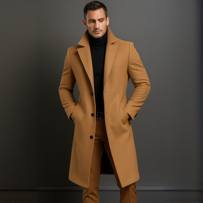 Hoge kwaliteit herenmantel van zuivere wol