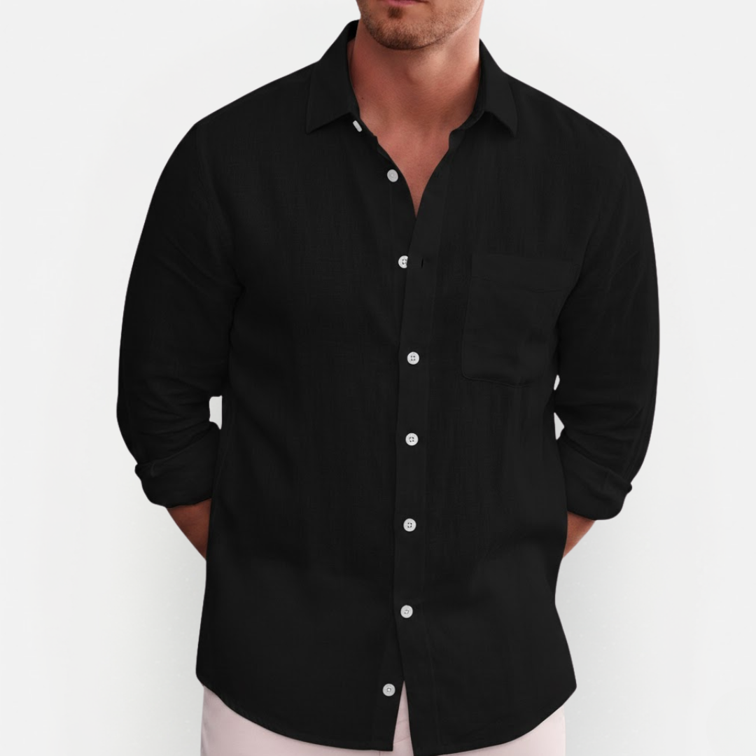 Heren Overhemd Lange Mouw – Linnen Look & Comfort Fit