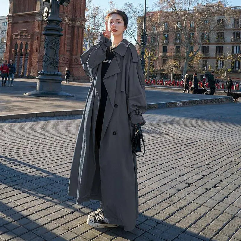 Maxi-lange Oversized Trenchcoat voor Elegante Stijl-mezamstore.nl