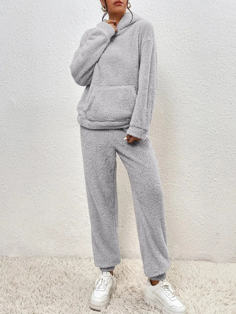 Dames Fleece Loungewear Set – Zachte Hoodie & Broek voor de Winter