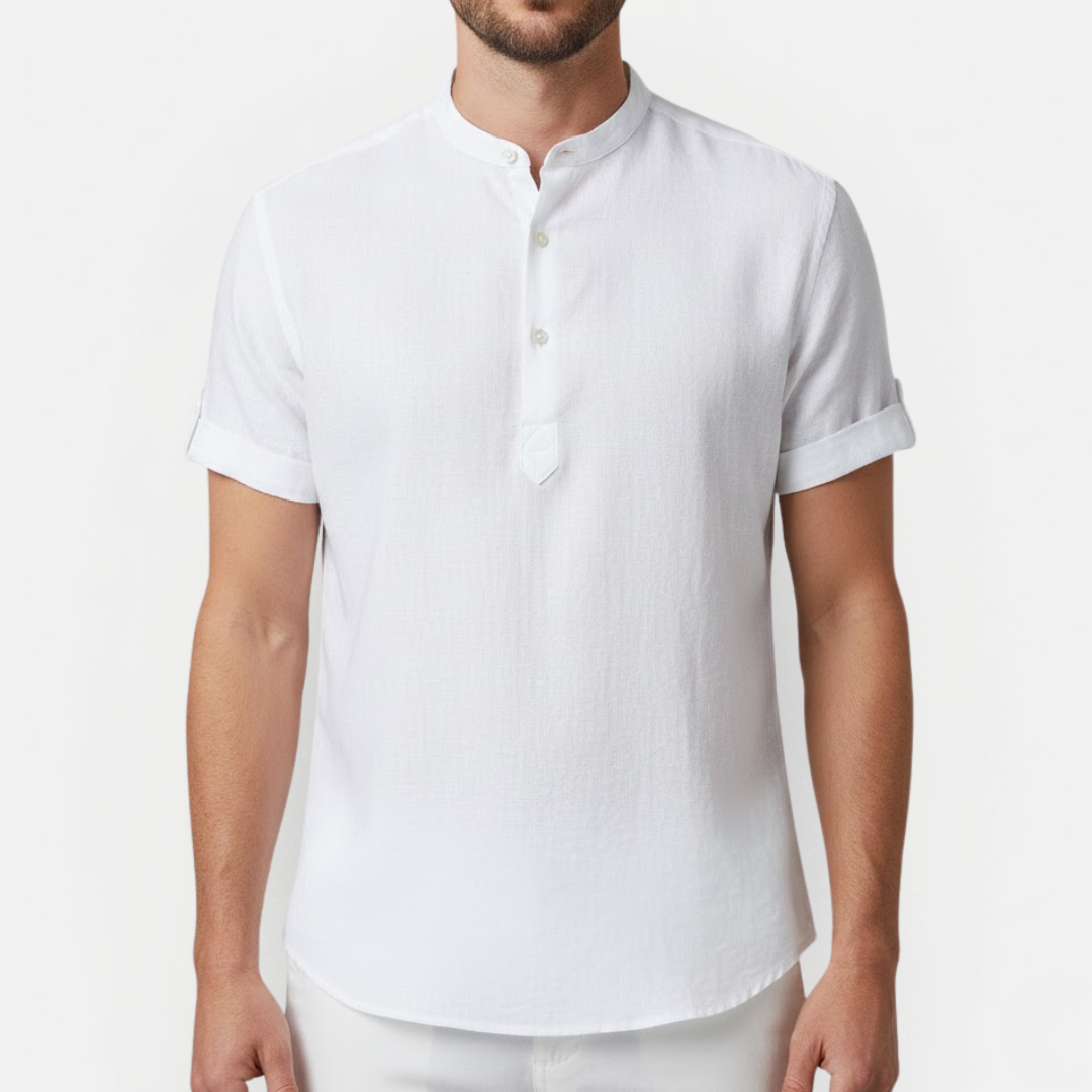 Herenoverhemd met Korte Mouwen en Henley Kraag