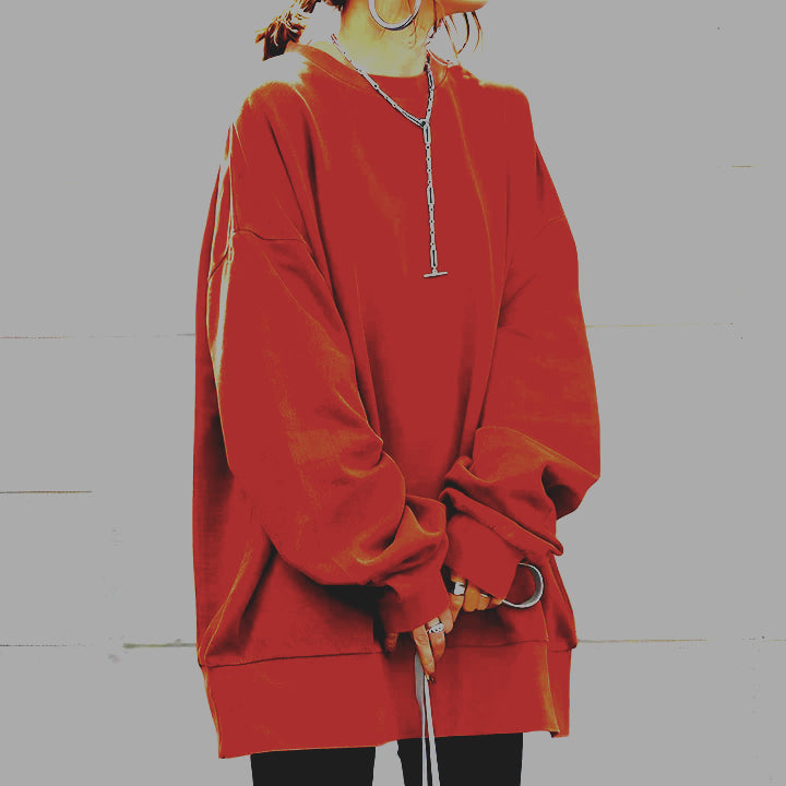 Oversized Dames Sweatshirt Met Ronde Hals En Lange Mouwen
