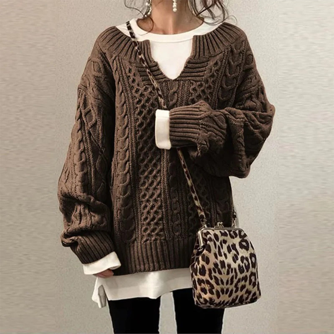 Oversized Gebreide Trui met Ronde Hals