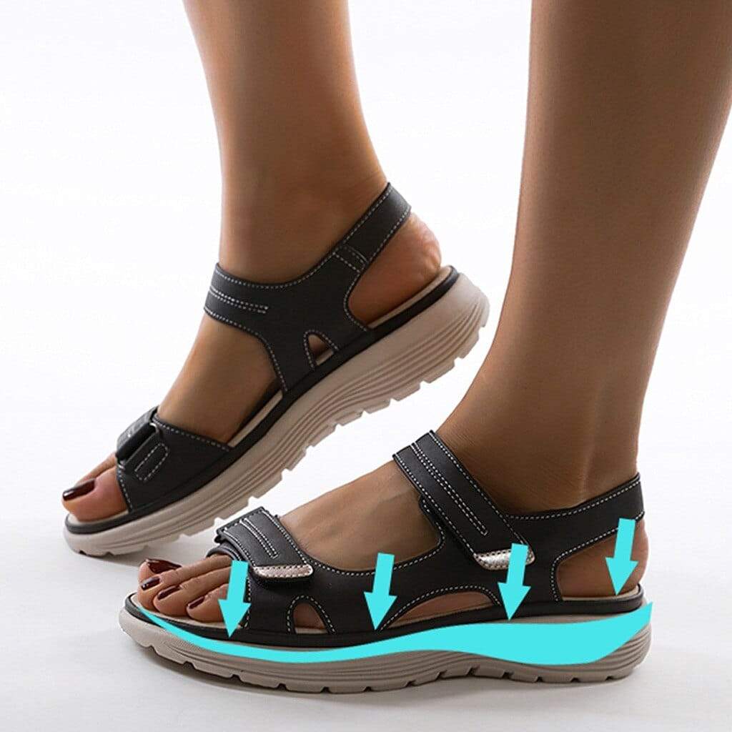 Dames Orthopedische Sandalen Leren Soft Sole Verstelbare Bandjes