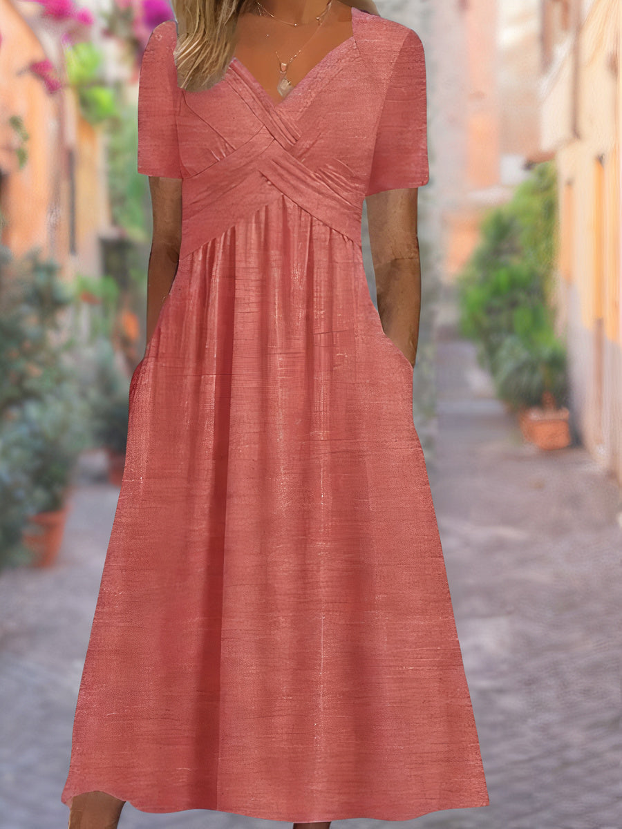 Zomerjurk Midi Dames V Hals Luchtige Pasvorm Casual Dames