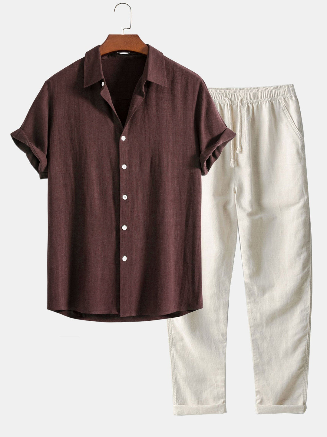 Heren Zomerset Tweedelig Korte Mouw Rechte Broek Casual Fit